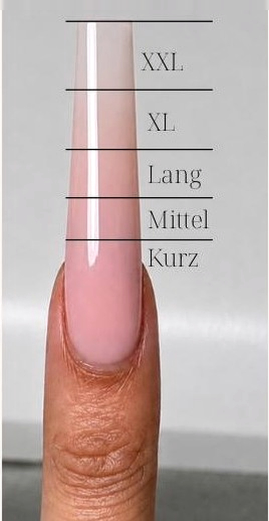 Längenreferenz für Kurz, Mittel, Lang, XL und XXL